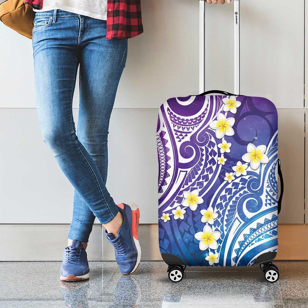 Plumeria With Galaxy Polynesian Tattoo Pattern Luggage Cover