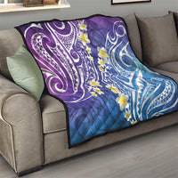 Plumeria With Galaxy Polynesian Tattoo Pattern Quilt