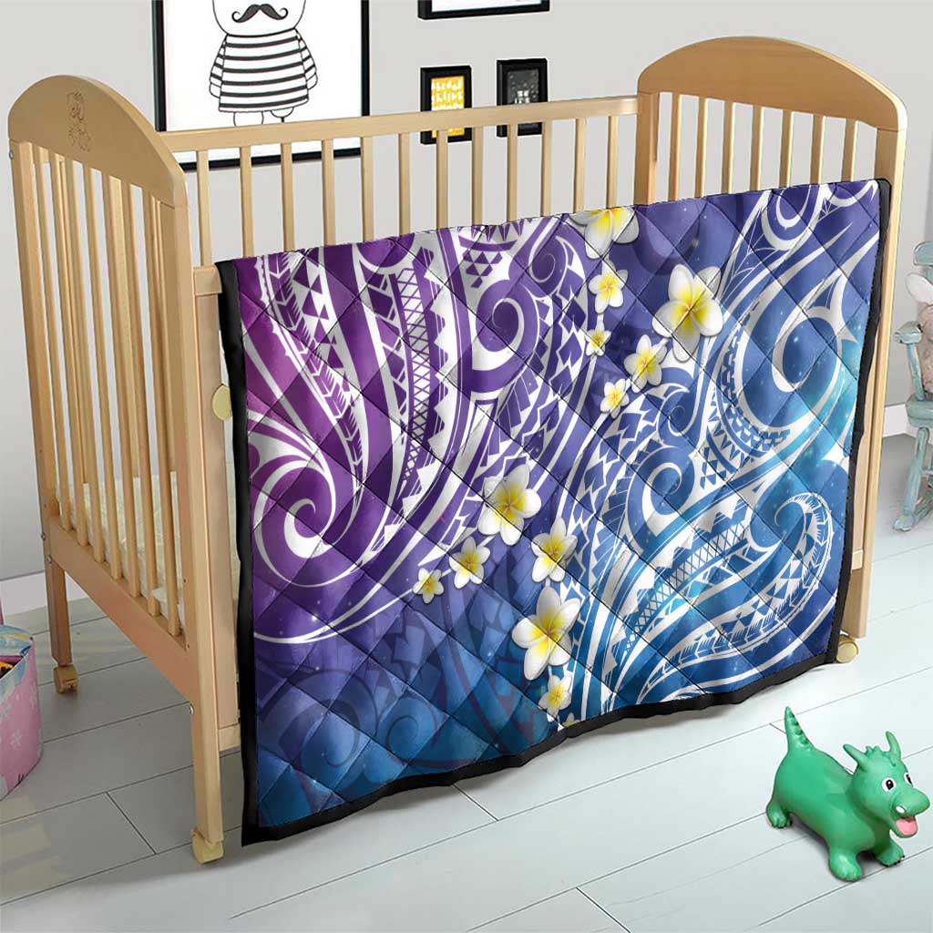 Plumeria With Galaxy Polynesian Tattoo Pattern Quilt