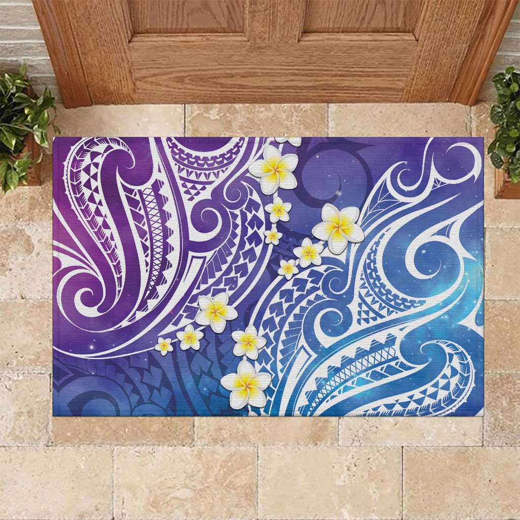 Plumeria With Galaxy Polynesian Tattoo Pattern Rubber Doormat LT05 Galaxy - Polynesian Pride
