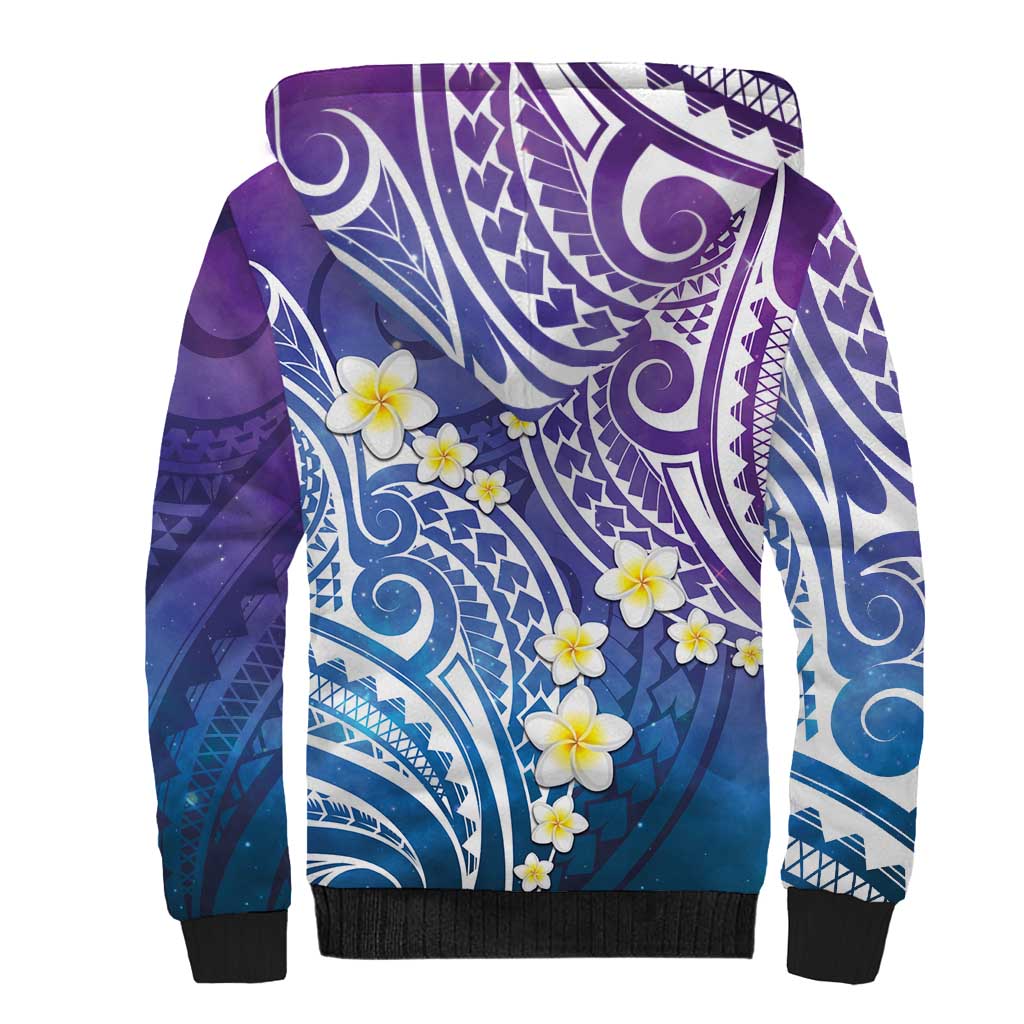 Plumeria With Galaxy Polynesian Tattoo Pattern Sherpa Hoodie LT05 - Polynesian Pride