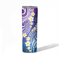 Plumeria With Galaxy Gradient Polynesian Tattoo Pattern Skinny Tumbler LT05 - Polynesian Pride