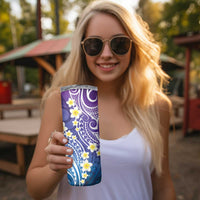 Plumeria With Galaxy Gradient Polynesian Tattoo Pattern Skinny Tumbler LT05 - Polynesian Pride