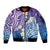 Plumeria With Galaxy Polynesian Tattoo Pattern Sleeve Zip Bomber Jacket