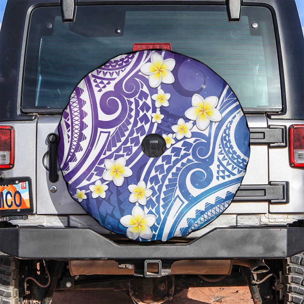 Plumeria With Galaxy Polynesian Tattoo Pattern Spare Tire Cover LT05 Galaxy - Polynesian Pride