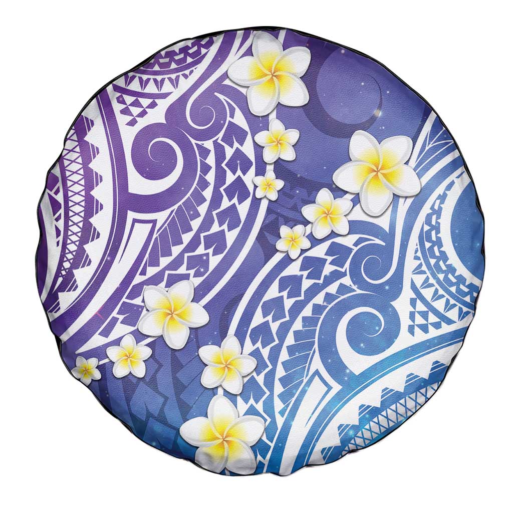 Plumeria With Galaxy Polynesian Tattoo Pattern Spare Tire Cover LT05 - Polynesian Pride