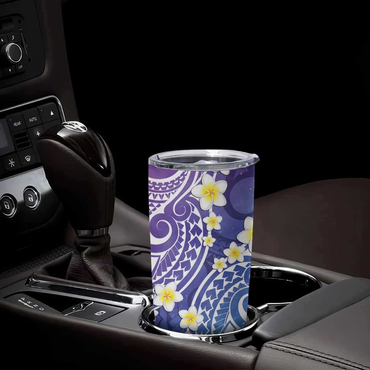 Plumeria With Galaxy Gradient Polynesian Tattoo Pattern Tumbler Cup LT05 - Polynesian Pride