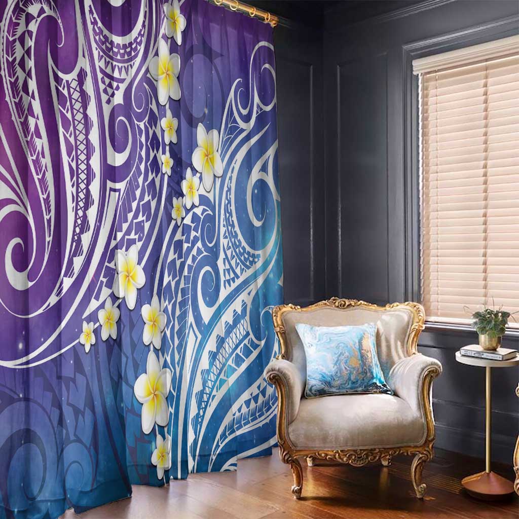 Plumeria With Galaxy Polynesian Tattoo Pattern Window Curtain LT05 - Polynesian Pride