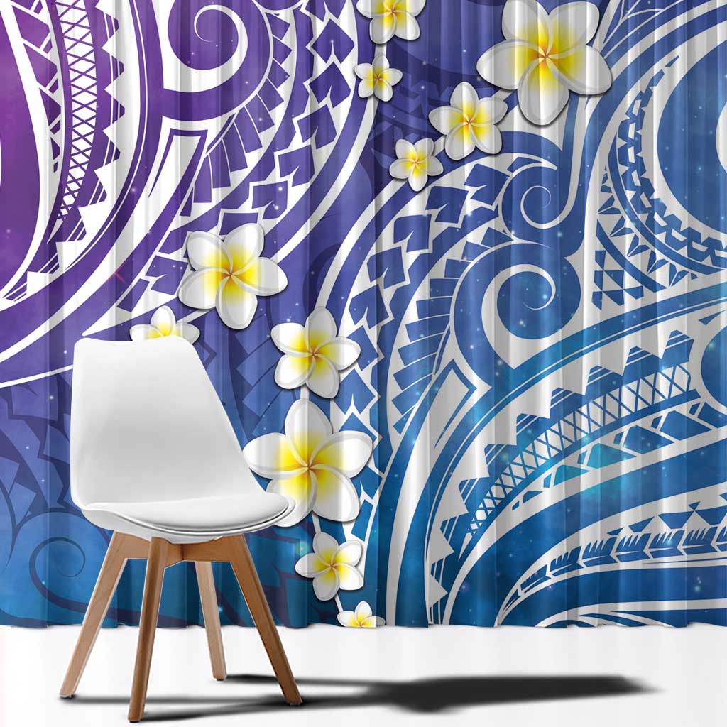 Plumeria With Galaxy Polynesian Tattoo Pattern Window Curtain LT05 - Polynesian Pride