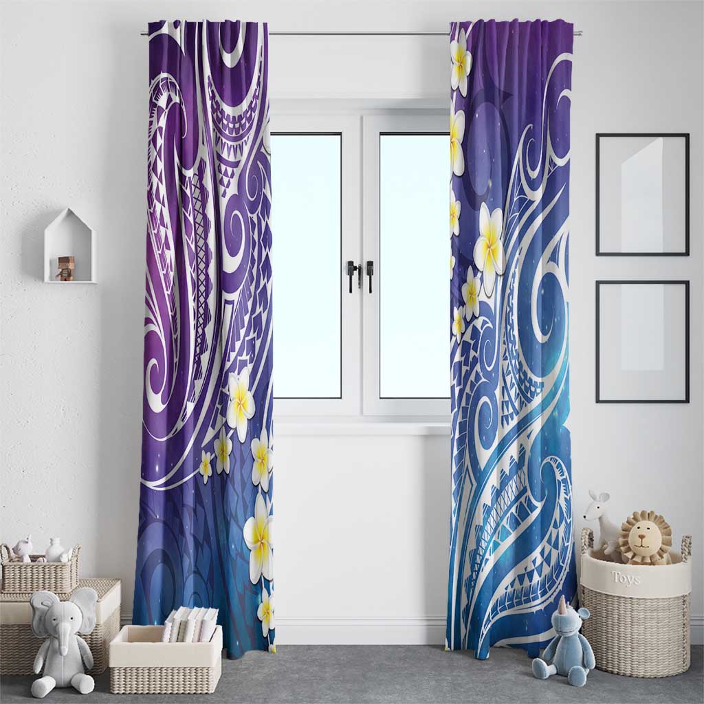 Plumeria With Galaxy Polynesian Tattoo Pattern Window Curtain LT05 - Polynesian Pride