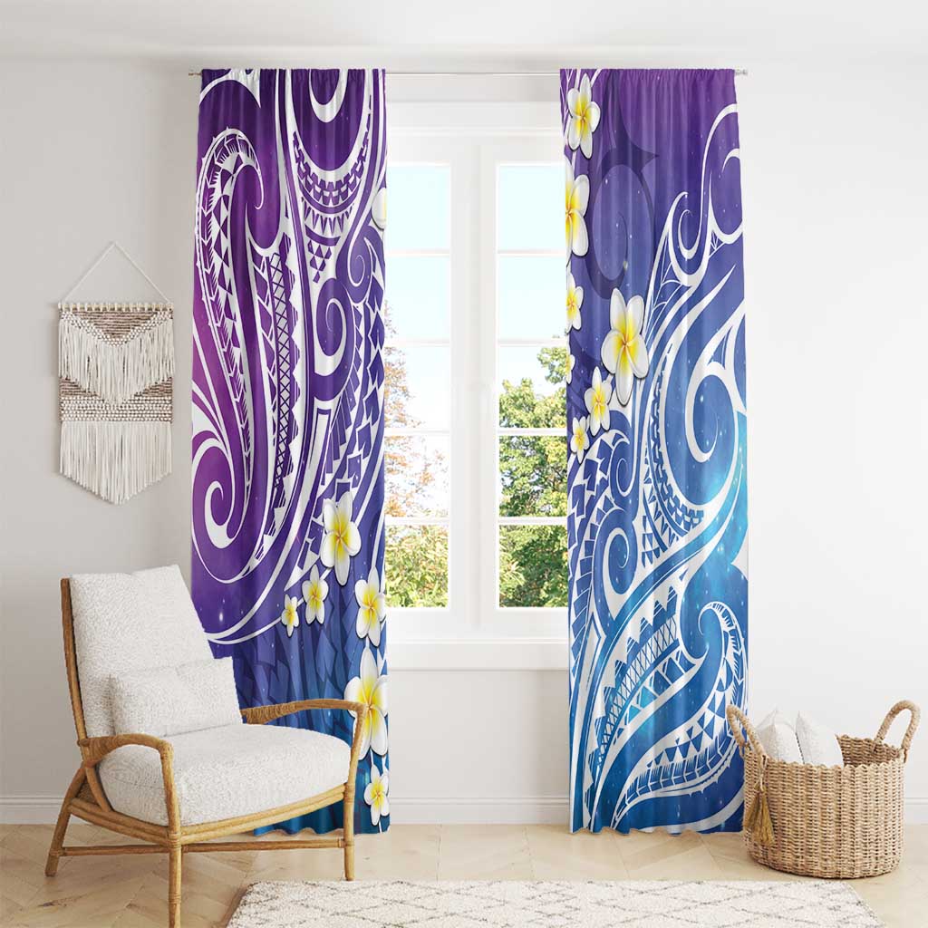 Plumeria With Galaxy Polynesian Tattoo Pattern Window Curtain LT05 - Polynesian Pride