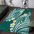 Plumeria With Teal Polynesian Tattoo Pattern Area Rug