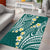 Plumeria With Teal Polynesian Tattoo Pattern Area Rug