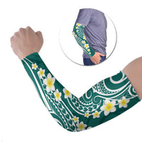 Plumeria With Teal Polynesian Tattoo Pattern Arm Sleeves - Polynesian Pride
