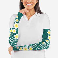 Plumeria With Teal Polynesian Tattoo Pattern Arm Sleeves - Polynesian Pride