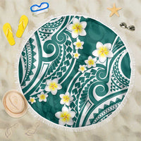 Plumeria With Teal Polynesian Tattoo Pattern Beach Blanket LT05 One Size 150cm Teal - Polynesian Pride