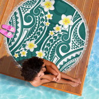 Plumeria With Teal Polynesian Tattoo Pattern Beach Blanket LT05 - Polynesian Pride