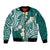 Plumeria With Teal Polynesian Tattoo Pattern Bomber Jacket