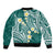 Plumeria With Teal Polynesian Tattoo Pattern Bomber Jacket