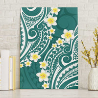 Plumeria With Teal Polynesian Tattoo Pattern Canvas Wall Art LT05 Without Frame Teal - Polynesian Pride