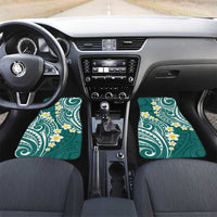 Plumeria With Teal Polynesian Tattoo Pattern Car Mats LT05 Set 2pcs - Front Teal - Polynesian Pride