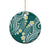 Plumeria With Teal Polynesian Tattoo Pattern Ceramic Ornament