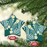 Plumeria With Teal Polynesian Tattoo Pattern Ceramic Ornament LT05 Star Teal - Polynesian Pride