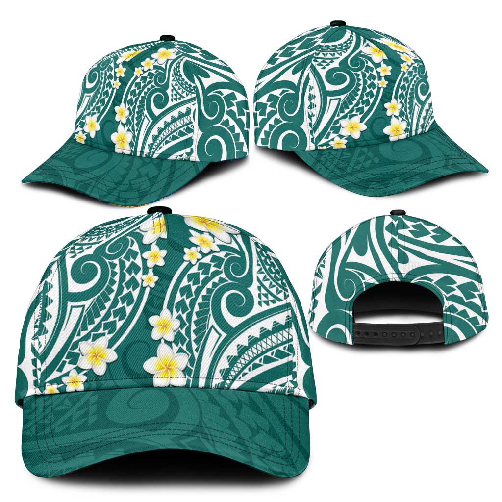 Plumeria With Teal Polynesian Tattoo Pattern Classic Cap LT05 - Polynesian Pride