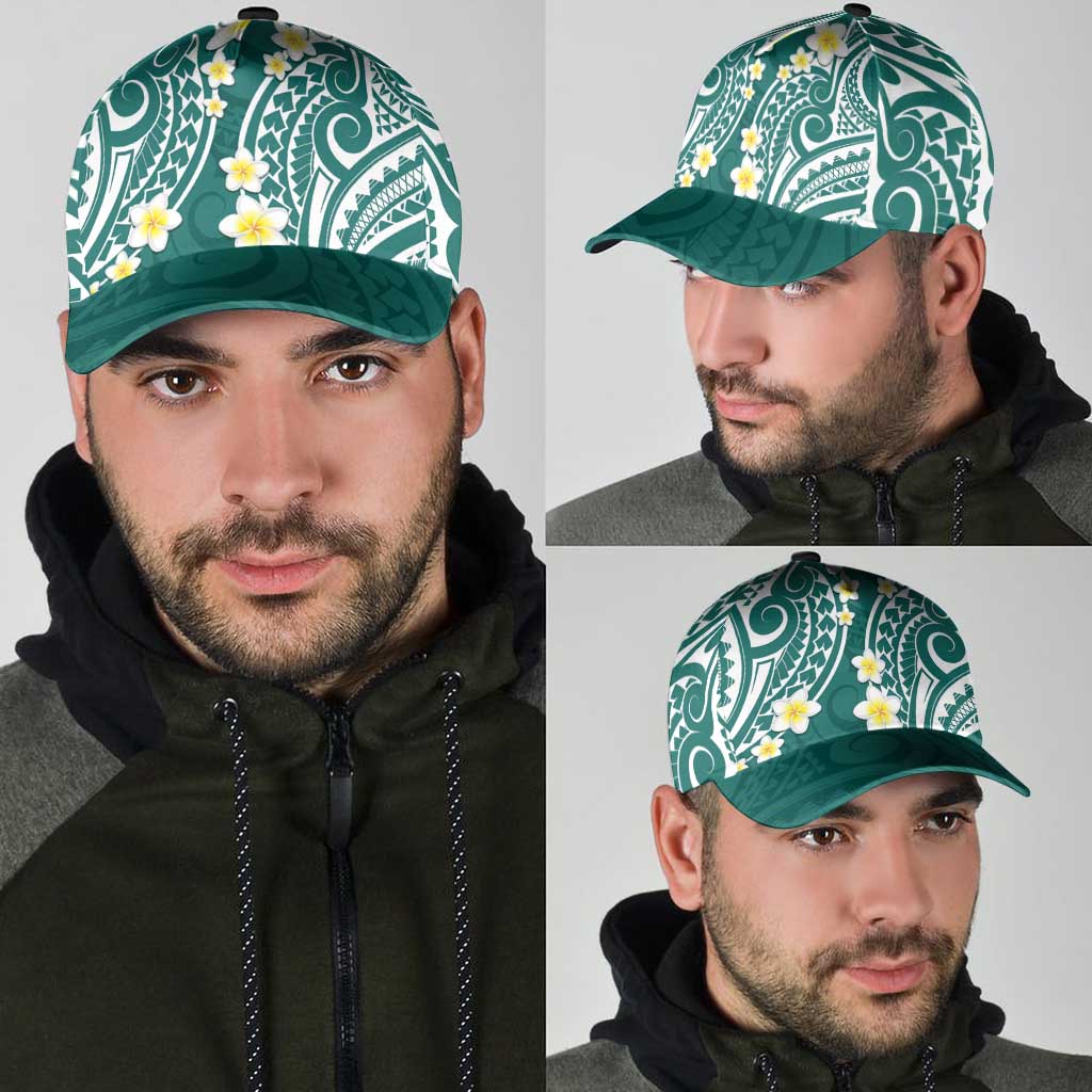 Plumeria With Teal Polynesian Tattoo Pattern Classic Cap LT05 - Polynesian Pride