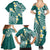 Plumeria With Teal Polynesian Tattoo Pattern Family Matching Summer Maxi Dress and Hawaiian Shirt