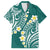 Plumeria With Teal Polynesian Tattoo Pattern Family Matching Summer Maxi Dress and Hawaiian Shirt