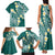 Plumeria With Teal Polynesian Tattoo Pattern Family Matching Tank Maxi Dress and Hawaiian Shirt