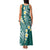 Plumeria With Teal Polynesian Tattoo Pattern Family Matching Tank Maxi Dress and Hawaiian Shirt