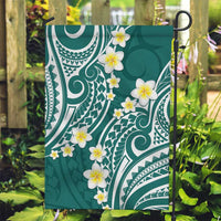 Plumeria With Teal Polynesian Tattoo Pattern Garden Flag LT05 Garden Flag Teal - Polynesian Pride
