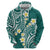 Plumeria With Teal Polynesian Tattoo Pattern Hoodie