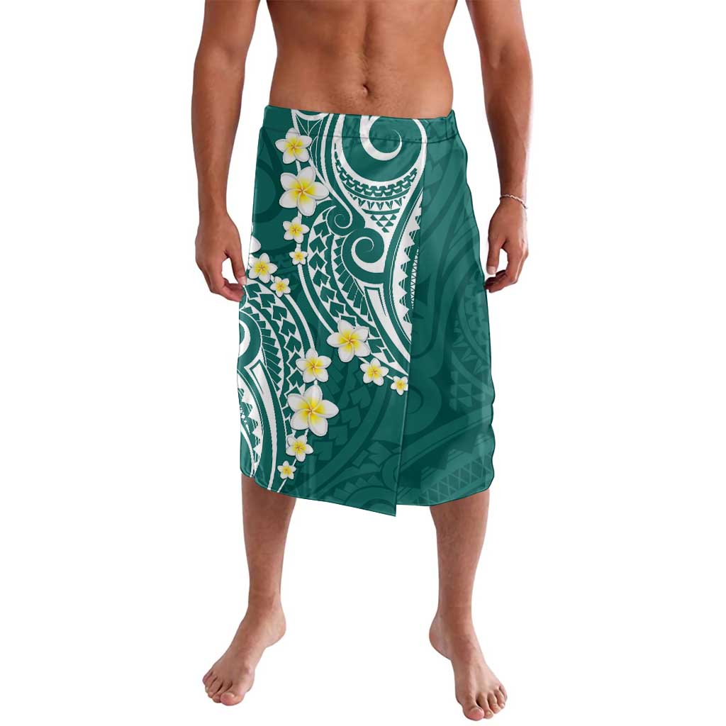 Plumeria With Teal Polynesian Tattoo Pattern Lavalava LT05 Teal - Polynesian Pride