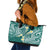 Plumeria With Teal Polynesian Tattoo Pattern Leather Tote Bag