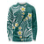 Plumeria With Teal Polynesian Tattoo Pattern Long Sleeve Shirt