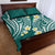 Plumeria With Teal Polynesian Tattoo Pattern Quilt Bed Set