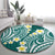 Plumeria With Teal Polynesian Tattoo Pattern Round Carpet