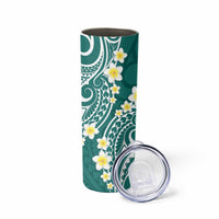 Plumeria With Teal Polynesian Tattoo Pattern Skinny Tumbler LT05 - Polynesian Pride