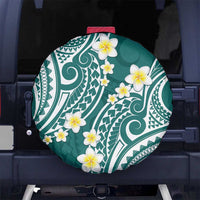 Plumeria With Teal Polynesian Tattoo Pattern Spare Tire Cover LT05 - Polynesian Pride