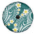 Plumeria With Teal Polynesian Tattoo Pattern Spare Tire Cover