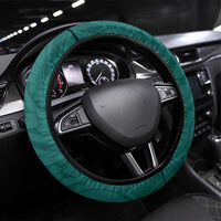 Plumeria With Teal Polynesian Tattoo Pattern Steering Wheel Cover LT05 Universal Fit Teal - Polynesian Pride
