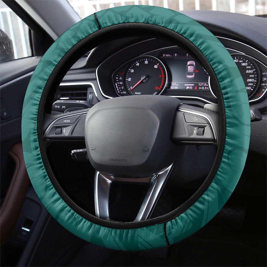 Plumeria With Teal Polynesian Tattoo Pattern Steering Wheel Cover LT05 - Polynesian Pride