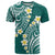 Plumeria With Teal Polynesian Tattoo Pattern T Shirt