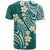 Plumeria With Teal Polynesian Tattoo Pattern T Shirt