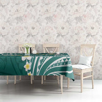 Plumeria With Teal Polynesian Tattoo Pattern Tablecloth LT05 - Polynesian Pride