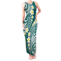Plumeria With Teal Polynesian Tattoo Pattern Tank Maxi Dress LT05 Women Teal - Polynesian Pride