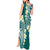 Plumeria With Teal Polynesian Tattoo Pattern Tank Maxi Dress